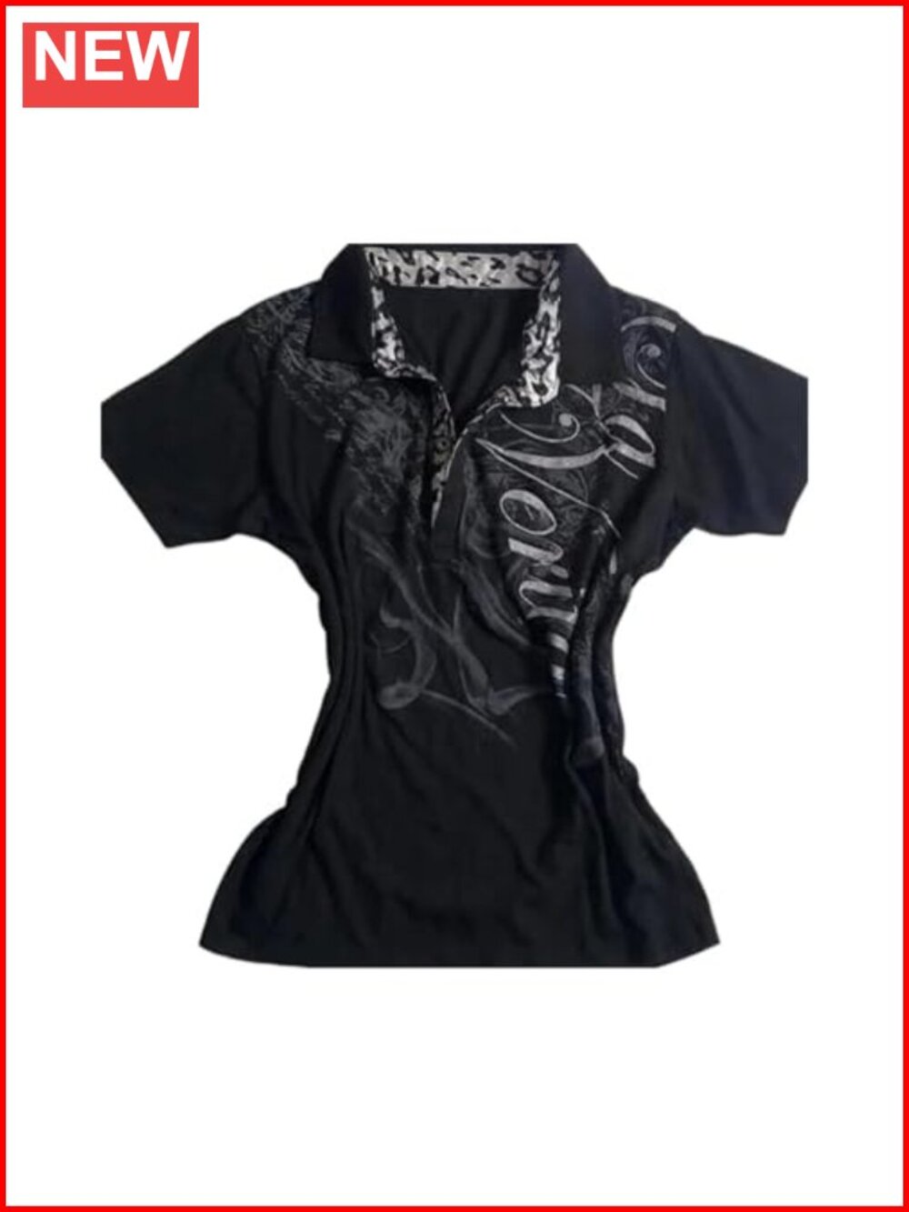 Y2k Grunge Polo Collared Crop Top Button Down Shirt Summer Streetwear